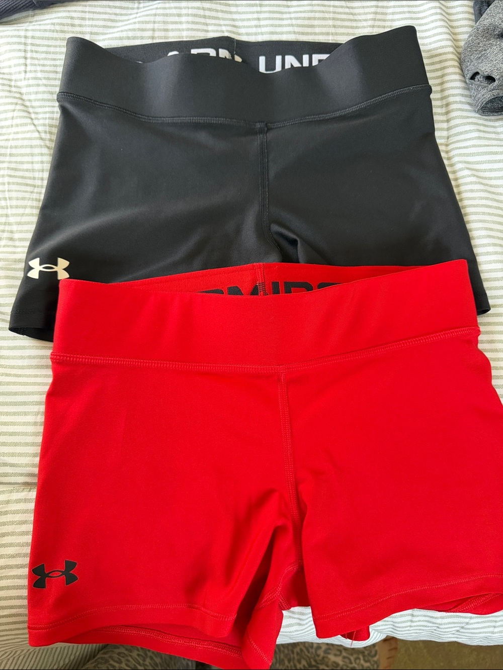 Under Armour Black and Red Athletic Shorts Duo